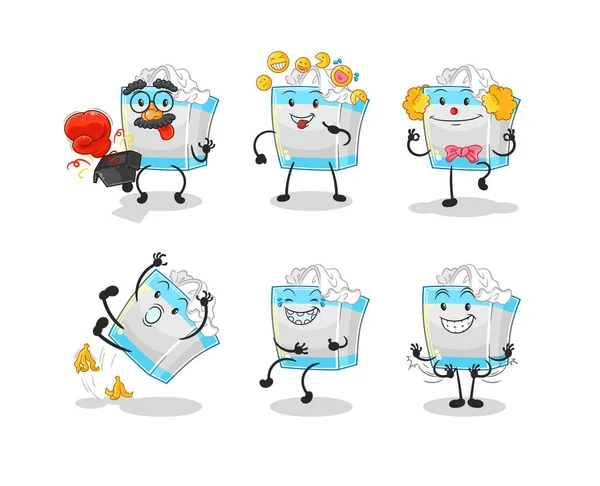 Tissue Box Comedy Set Character Cartoon Mascot Vecto — Stock Vector