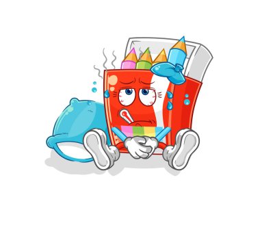 Renkli kalemler hasta vektör. karikatür