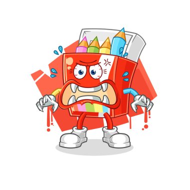 Renkli kalemler canavar vektörü. karikatür