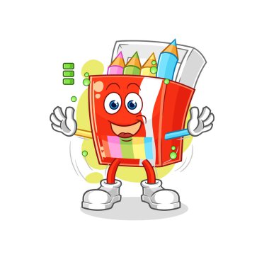 Renkli kalemler tam batarya karakteri. karikatür maskotu vektosu