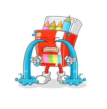 Renkli kalemler ağlayan illüstrasyonlar. karakter vektosu