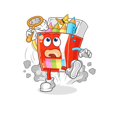 Renkli kalemler kelebek resimlerini yakalıyor. karakter vektosu