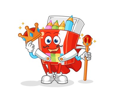 Renkli kalemler kral vektörü. karikatür