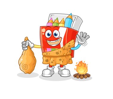 Renkli kalemler, antik karikatürler. karikatür maskotu vektosu