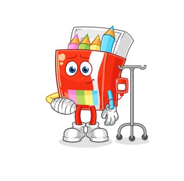 Renkli kalemler IV illüstrasyonunda hastaydı. karakter vektosu