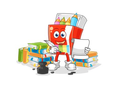 Renkli kalemler yazar vektörü. karikatür