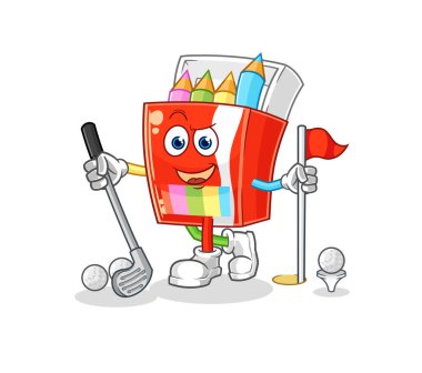 Golf oynayan renkli kalemler var. karikatür