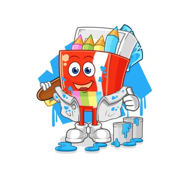 Renkli kalem ressamı çizimi. karakter vektosu