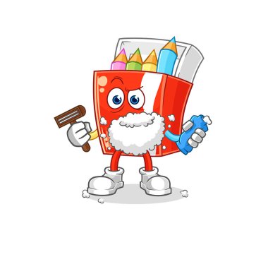 Renkli kalemler yüz kıllarını tıraş ediyor. karikatür