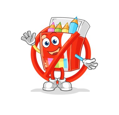 Renkli kalem maskotuna hayır demek. çizgi film vektosu