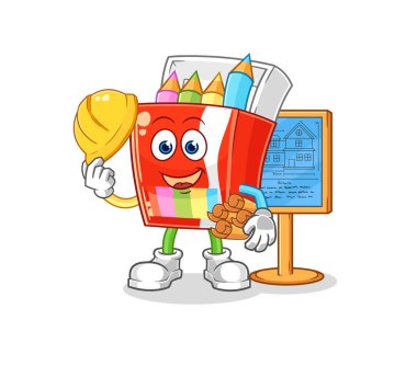 Renkli Kalem Mimarisi çizimi. karakter vektosu