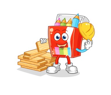 Renkli kalem üreticisi vektörü. karikatür