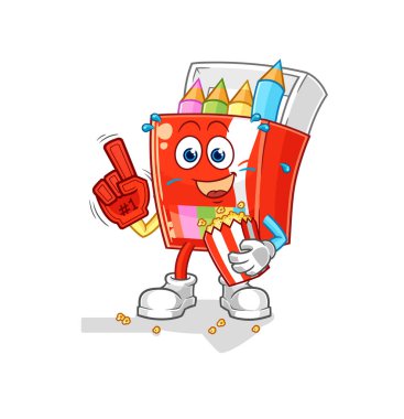 Renkli kalem yelpazesi ve patlamış mısır illüstrasyonu. karakter vektosu