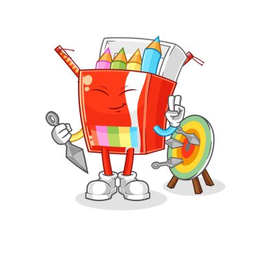 Siyah kalemli ninja çizgi filmi. karakter vektosu