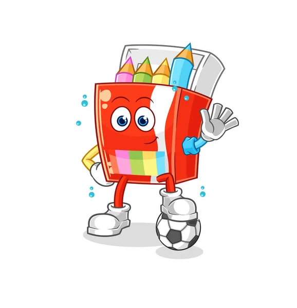 Colored Pencils Playing Soccer Illustration Character Vecto — Stock Vector