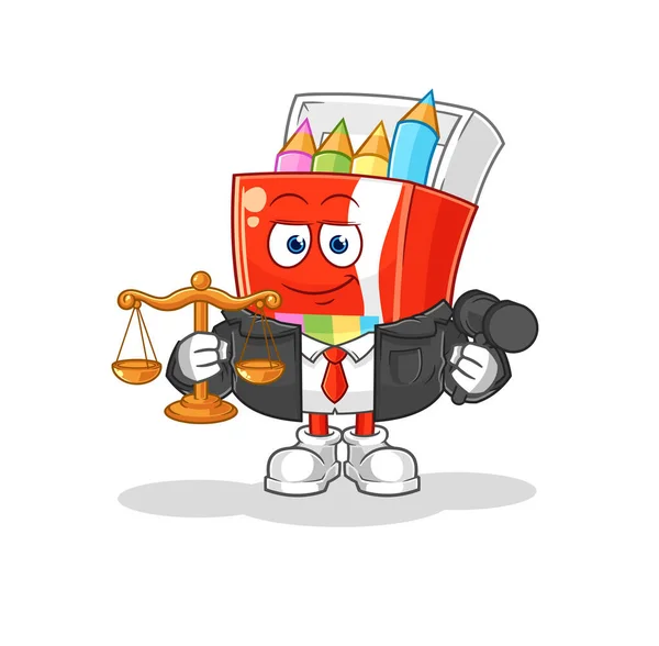 Kleurpotloden Advocaat Cartoon Tekenfilm Mascotte Vecto — Stockvector