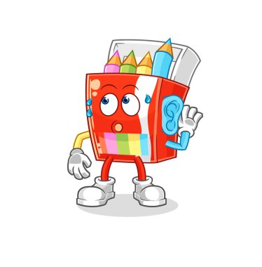 Renkli kalemler dinleme vektörü. karikatür