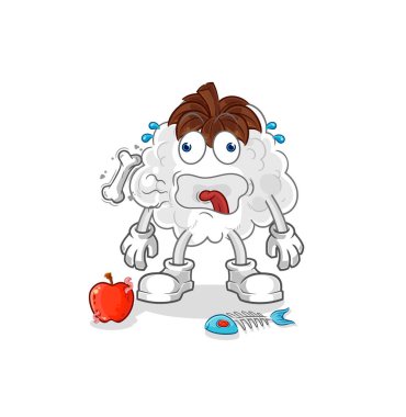 Pamuk geğirme maskotu. çizgi film vektosu