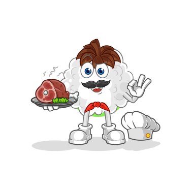 Et maskotu olan pamuk şefi. çizgi film vektosu