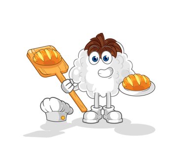 Ekmekli pamuk fırını. karikatür maskotu vektosu