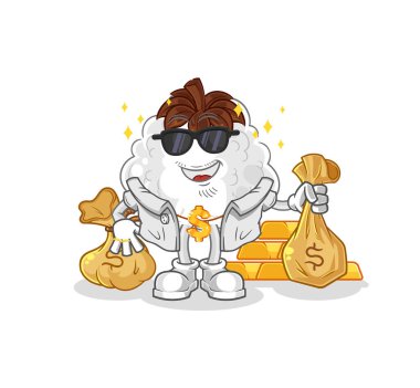 Pamuk zengini. karikatür maskotu vektosu