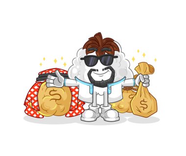 Pamuk zengini Arap maskotu. çizgi film vektosu