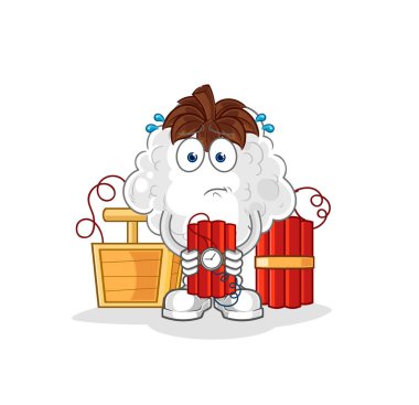 Pamuk dinamit karakteri. karikatür maskotu vektosu