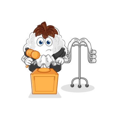 Pamuk hakimi tokmağı tutuyor. karakter vektosu