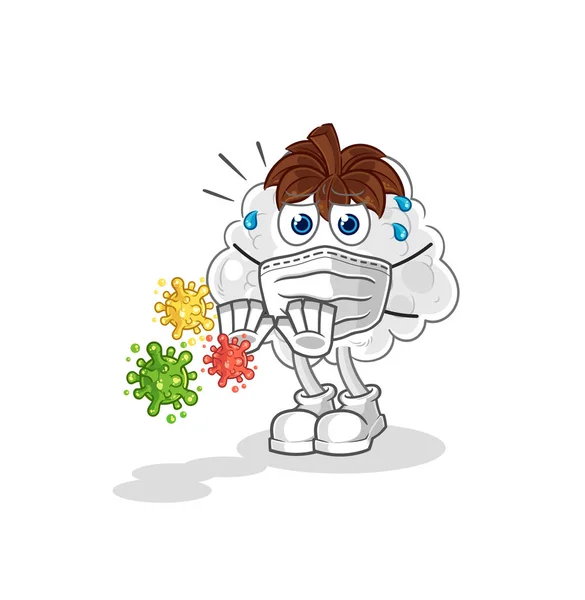 Caricatura Virus Basura Algodón Mascota Dibujos Animados Vecto — Vector de stock