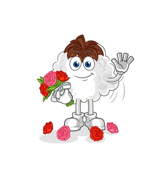 Cotton Bouquet Mascot Cartoon Vecto — Stock Vector