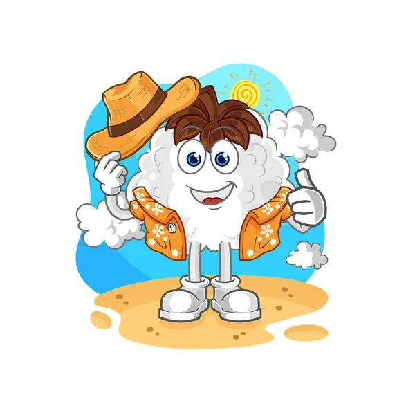 Pamuk tatile gider. karikatür maskotu vektosu