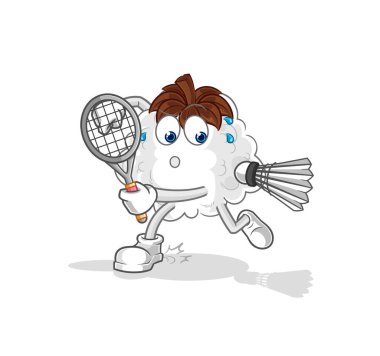 Pamuk badminton oynuyor. karakter vektosu