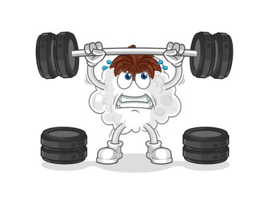 Pamuk halterciyi kaldırıyor. karikatür maskotu vektosu