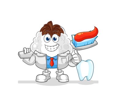 Pamuk dişçisi illüstrasyonu. karakter vektosu