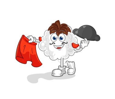 Kırmızı bez resimli pamuk matadoru. karakter vektosu