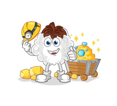 Altın karakterli pamuk madencisi. karikatür maskotu vektosu