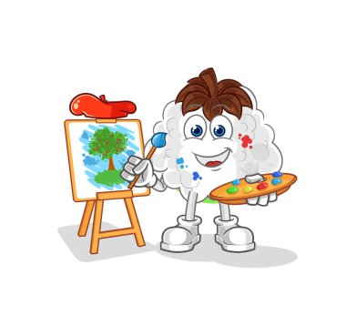 Pamuk sanatçısı maskotu. çizgi film vektosu