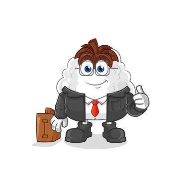 Pamuk ofis çalışanı maskotu. çizgi film vektosu