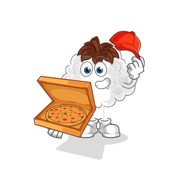 Pamuklu pizza teslimatçısı çocuk vektörü. karikatür