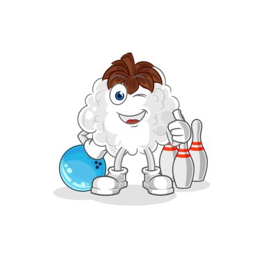 Pamuk bowling illüstrasyonu. karakter vektosu