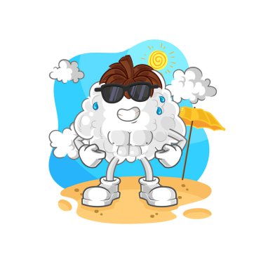 Yazın pamuk güneş banyosu. karakter vektosu
