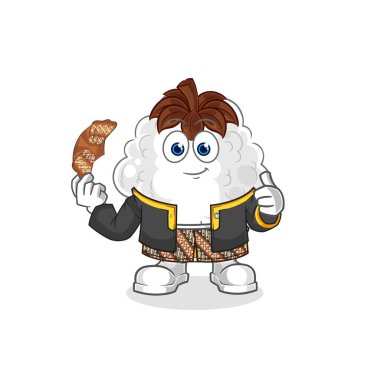 Pamuk Cava karakteri. karikatür maskotu vektosu