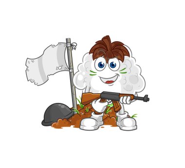 Pamuk Ordusu karakteri. karikatür maskotu vektosu