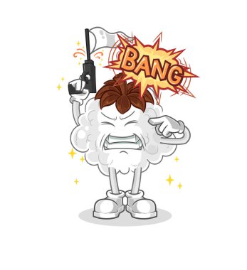 Pamuk uyarı atışı maskotu. çizgi film vektosu