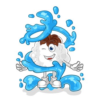 Su maskotu ile taze pamuk. çizgi film vektosu