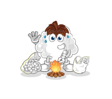 Kızarmış pamuk şekerlemesi. karikatür maskotu vektosu