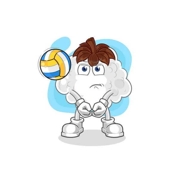 Cotton Play Volleyball Mascot Cartoon Vecto — Stock Vector