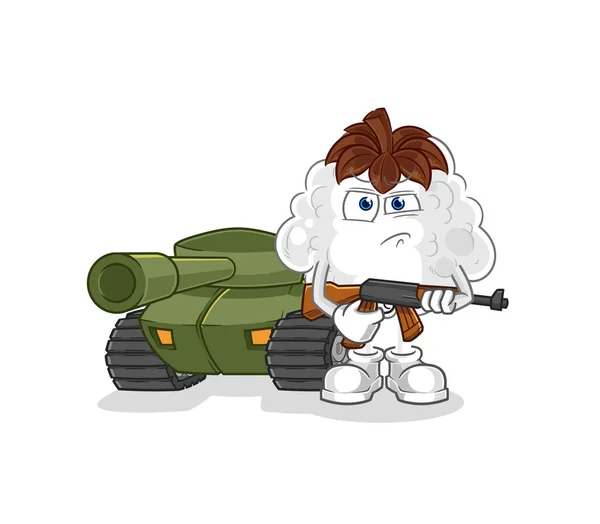 具有坦克特征的棉质士兵 卡通吉祥物矢量 — 图库矢量图片
