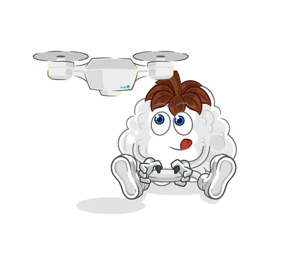 Coton Avec Caractère Drone Mascotte Vecto Dessin Animé — Image vectorielle