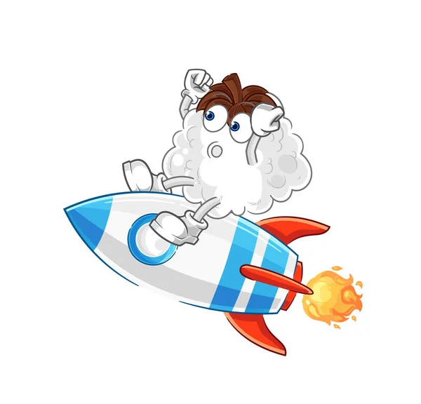 Katoen Rijden Een Raket Cartoon Mascotte Vecto — Stockvector